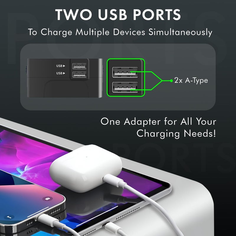 NOVA LINT REMOVER Universal Travel Adapter Universal Adapter and International Travel Adapter Perfect for Multi Country Travel Compatible in Europe Asia UK US Essential for Global Travelers with 2 High Speed USB A - Image 4