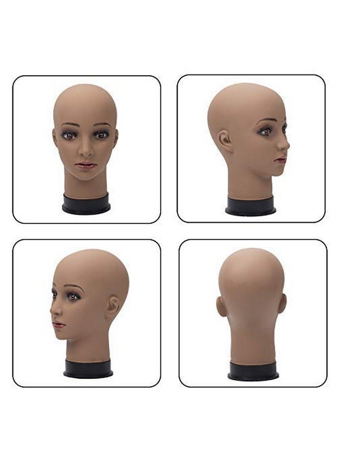 BHD BEAUTY BHD BEAUTY Bald Mannequin Head Brown Female Professional Cosmetology for Wig Making, Display wigs, eyeglasses, hairs with T pins 22''  - Image 4