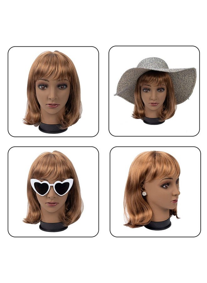 BHD BEAUTY BHD BEAUTY Bald Mannequin Head Brown Female Professional Cosmetology for Wig Making, Display wigs, eyeglasses, hairs with T pins 22''  - Image 5