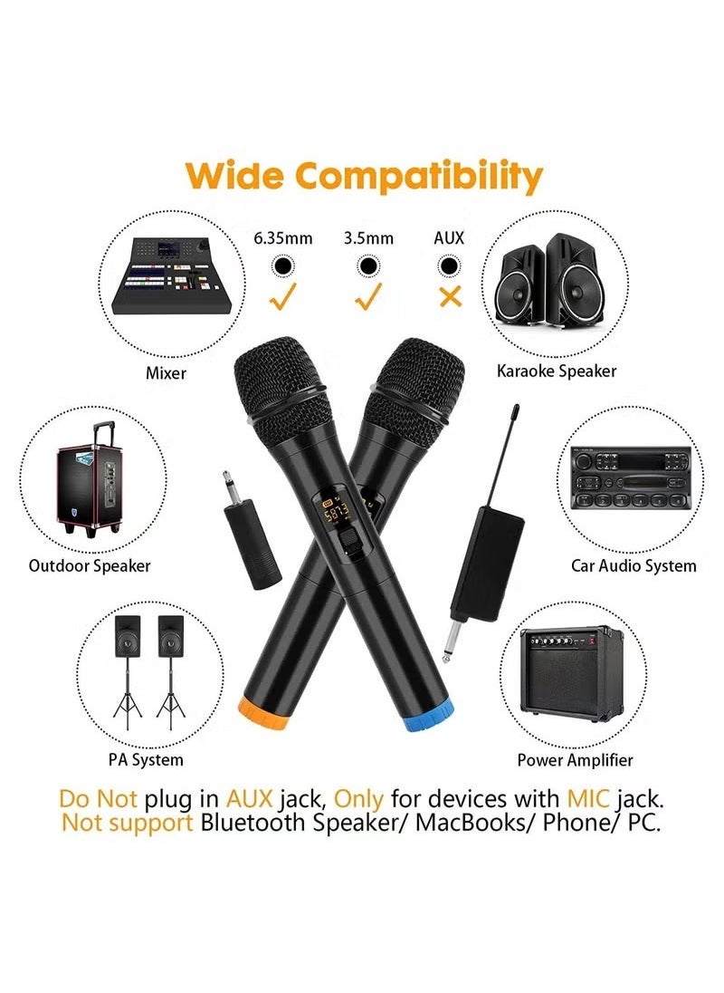 DUSALA Pack OF 2 Wireless Unidirectional Microphone HAndheld Mic With Receiver 1/4 Output For Conference,Weddings,Church,Stage,Party,Karaoke, Duel Cordless Very Hany - Image 4