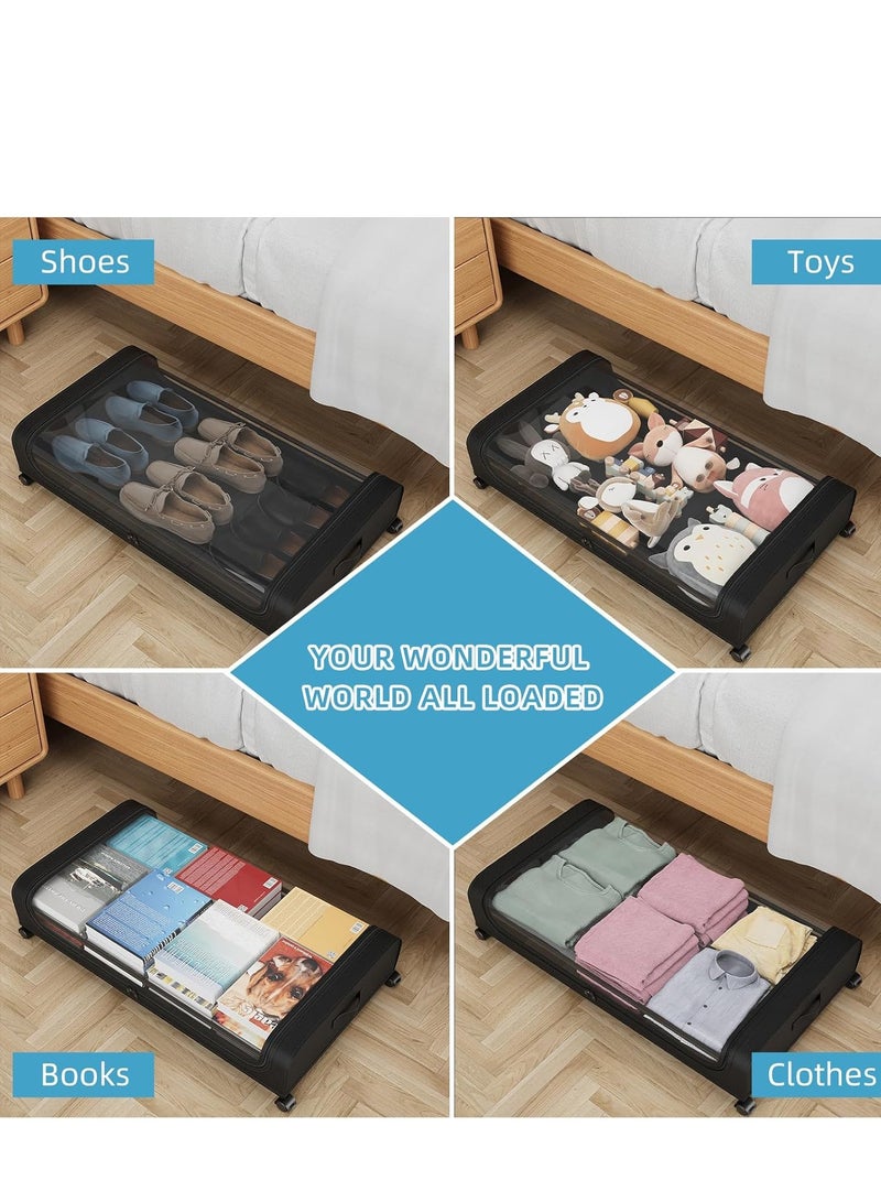 Under Bed Storage Containers, Under Bed Shoe Storage With Wheels, Bedroom Storage Organization with Handles, Under Bed Storage Bins Drawer For Clothes, Blankets And Shoes, Bedding  - Image 2