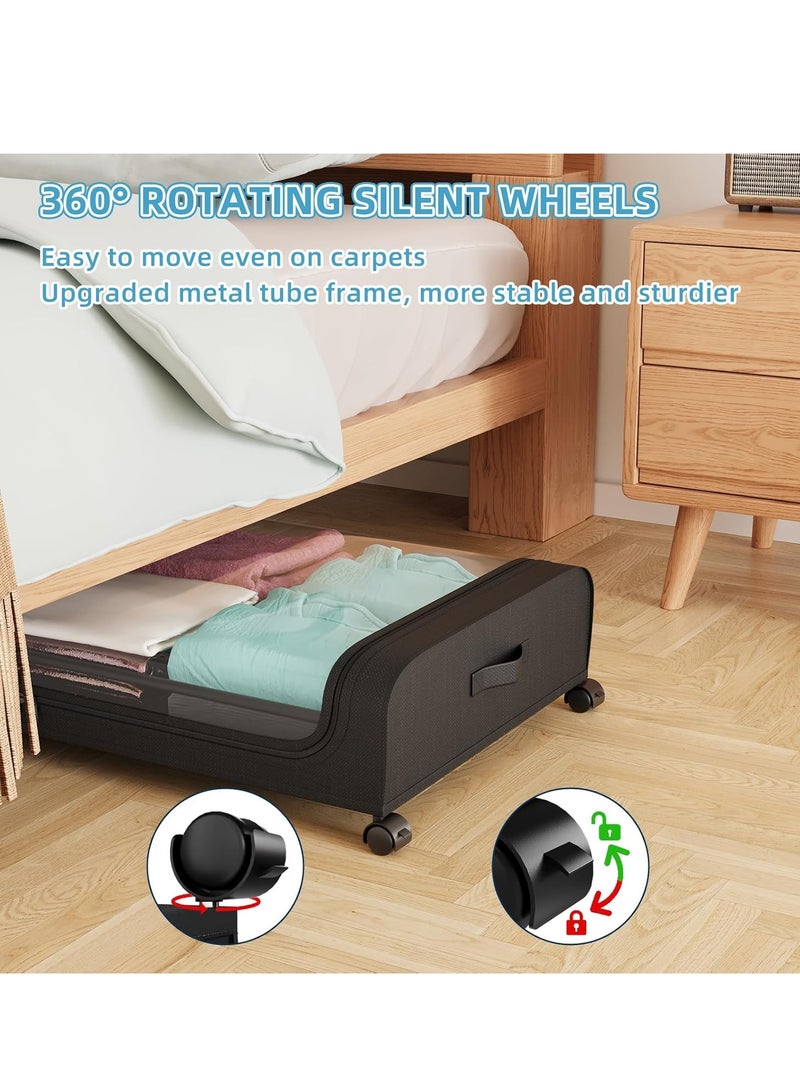 Under Bed Storage Containers, Under Bed Shoe Storage With Wheels, Bedroom Storage Organization with Handles, Under Bed Storage Bins Drawer For Clothes, Blankets And Shoes, Bedding  - Image 3