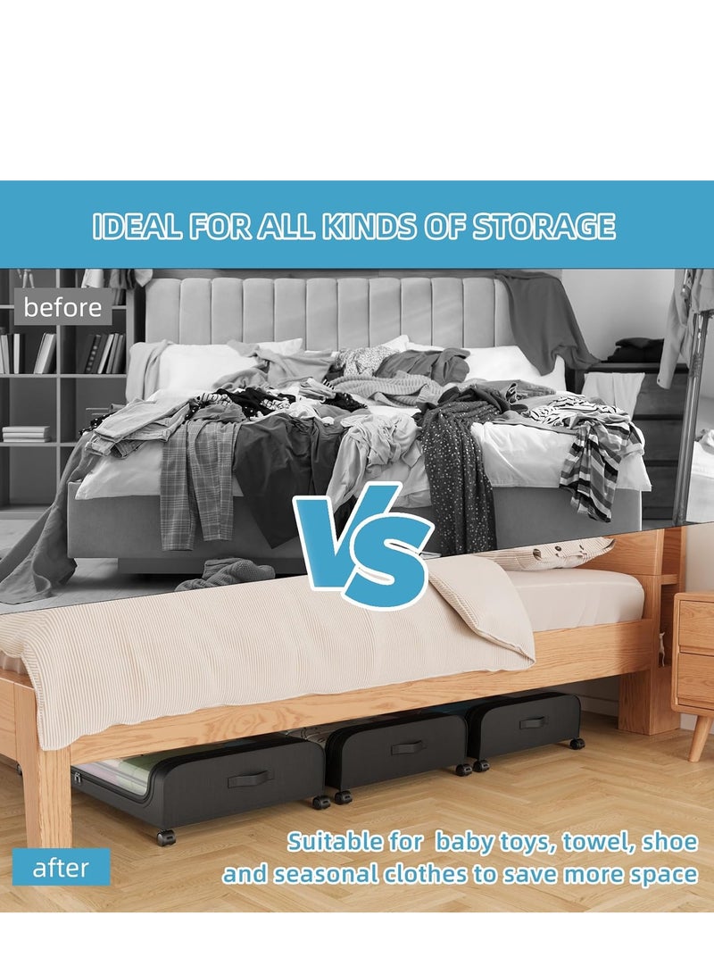 Under Bed Storage Containers, Under Bed Shoe Storage With Wheels, Bedroom Storage Organization with Handles, Under Bed Storage Bins Drawer For Clothes, Blankets And Shoes, Bedding  - Image 4