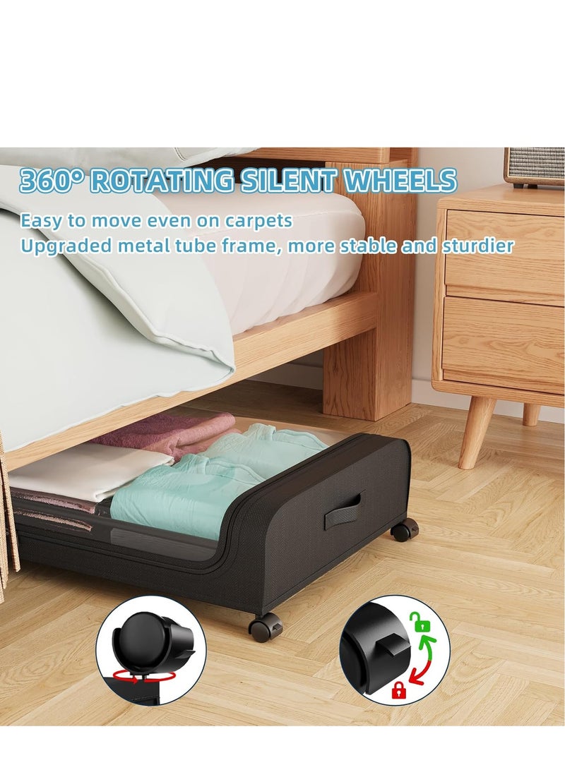 Under Bed Storage Containers, Under Bed Shoe Storage With Wheels, Bedroom Storage Organization with Handles, Under Bed Storage Bins Drawer For Clothes, Blankets And Shoes, Bedding  - Image 5