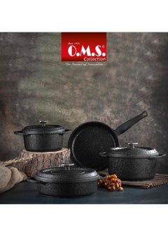 OMS 7PCS DIE CAST COOKWARE SET -BLACK COLOR - MADE IN TURKEY  - Image 1