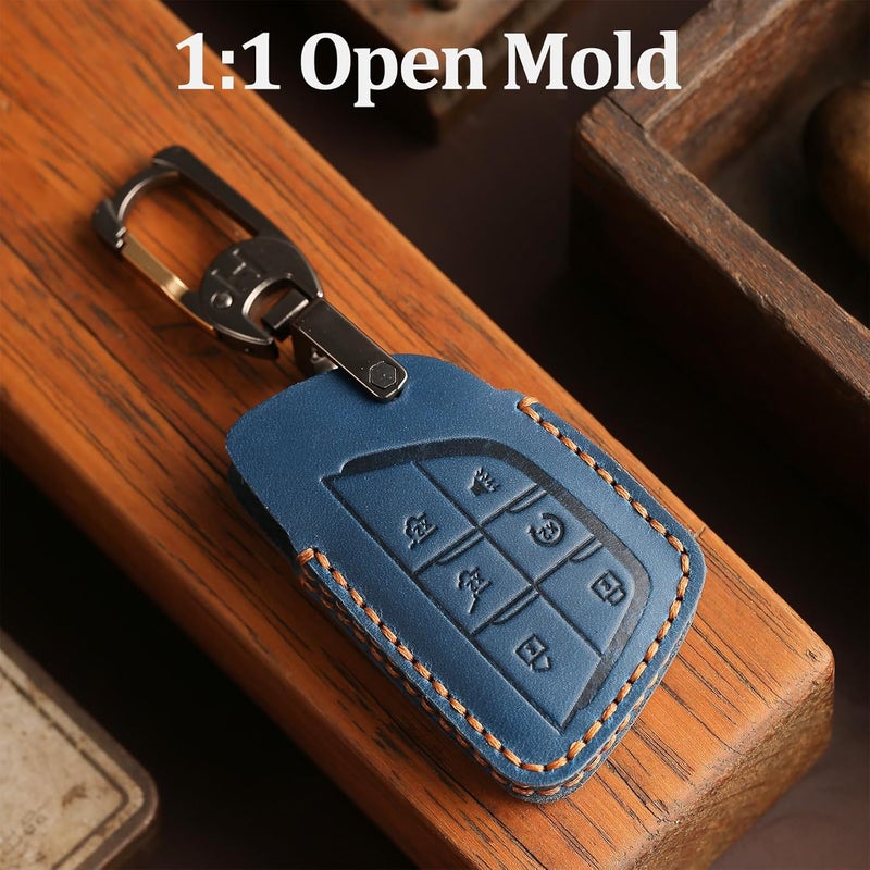 Aoocar Leather Key Fob Cover, Compatible with 2021/2022/2023/2024/2025 GMC Yukon Denali Sierra, For Chevy Silverado Suburban Tahoe Buick etc, Retro Style Design Key Holder Protector(6 Button, Black) - Image 5