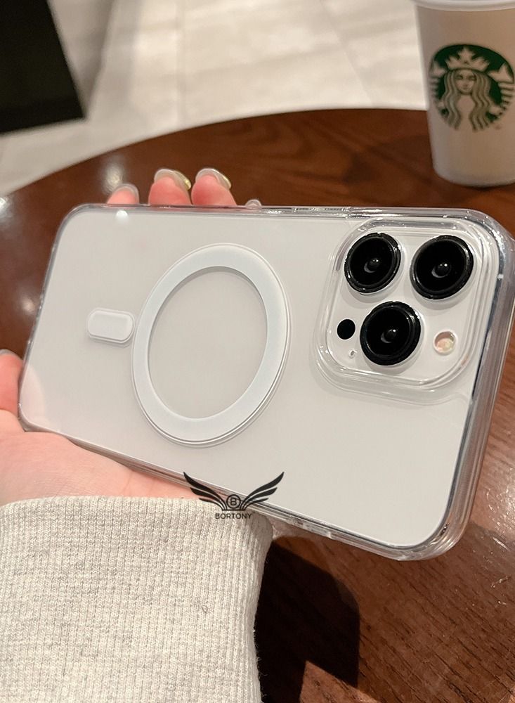 BORTONY iPhone 14 Pro Magsafe Case 6.1Inch Slim Thin Magnetic Case Yellowing Resistant Shock Absorption Anti-Scratch Anti Drop Hard Back Crystal Case Cell Phone Cover Compatible with iPhone 14 Pro Case - Image 2