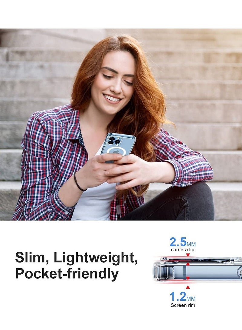 BORTONY iPhone 14 Pro Magsafe Case 6.1Inch Slim Thin Magnetic Case Yellowing Resistant Shock Absorption Anti-Scratch Anti Drop Hard Back Crystal Case Cell Phone Cover Compatible with iPhone 14 Pro Case - Image 3