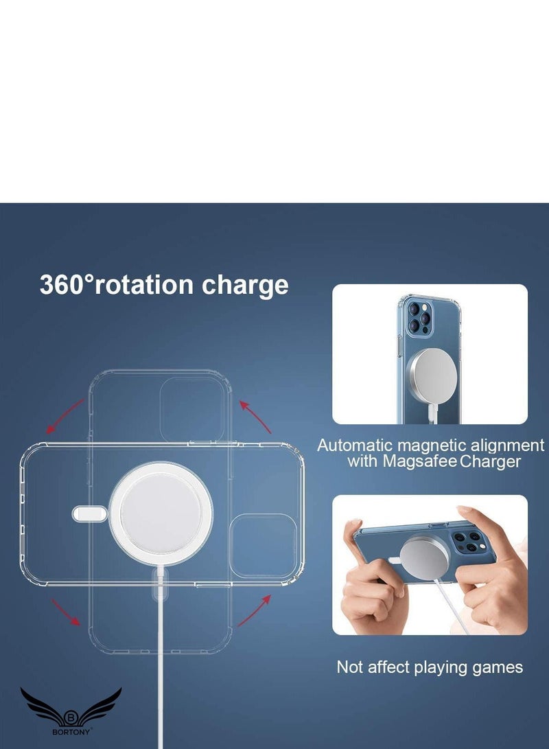 BORTONY iPhone 14 Pro Magsafe Case 6.1Inch Slim Thin Magnetic Case Yellowing Resistant Shock Absorption Anti-Scratch Anti Drop Hard Back Crystal Case Cell Phone Cover Compatible with iPhone 14 Pro Case - Image 5