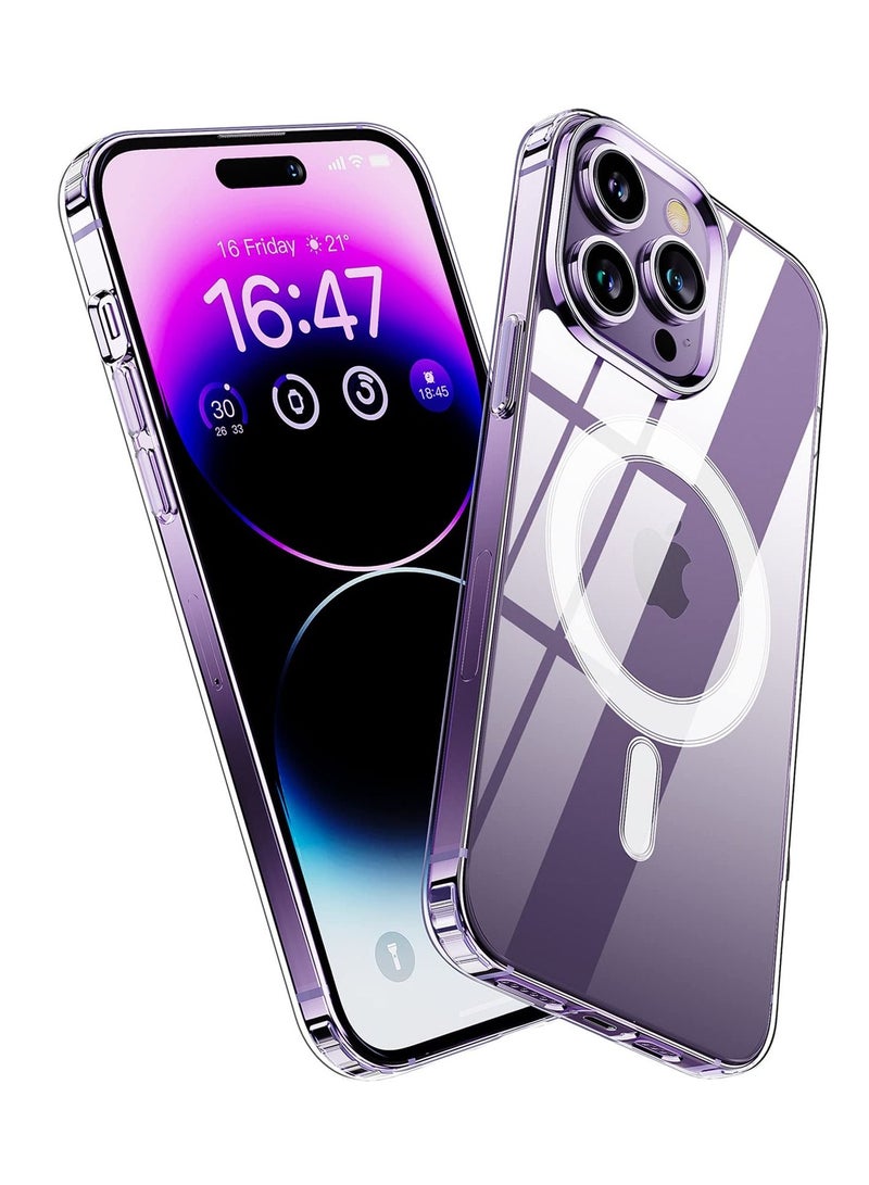 BORTONY iPhone 14 Pro Magsafe Case 6.1Inch Slim Thin Magnetic Case Yellowing Resistant Shock Absorption Anti-Scratch Anti Drop Hard Back Crystal Case Cell Phone Cover Compatible with iPhone 14 Pro Case - Image 1