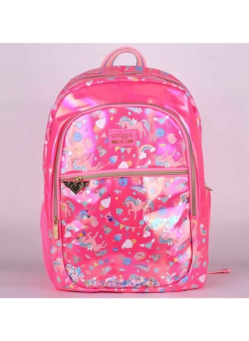 Smiggle Smiggle Girls Laser Printing Student Schoolbag Elementary and Middle School Students Children's Backpack Outdoor Leisure Bag Backpack 42*30CM 
