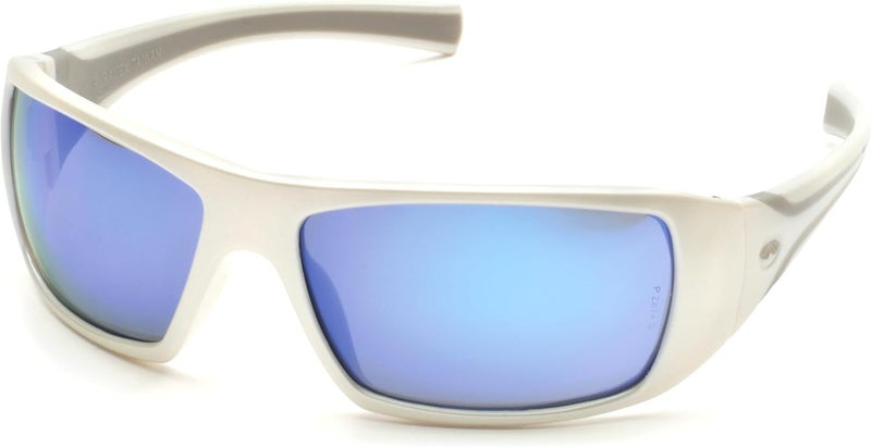 Pyramex Safety Goliath Eyewear with White Frame and Ice Blue Mirror Lens - Image 1