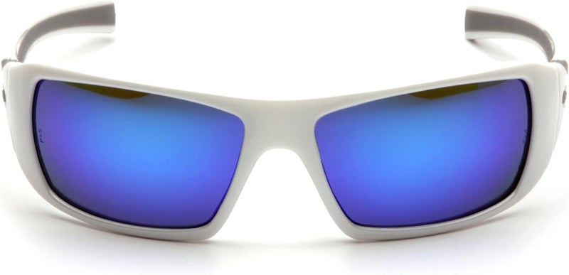 Pyramex Safety Goliath Eyewear with White Frame and Ice Blue Mirror Lens - Image 2