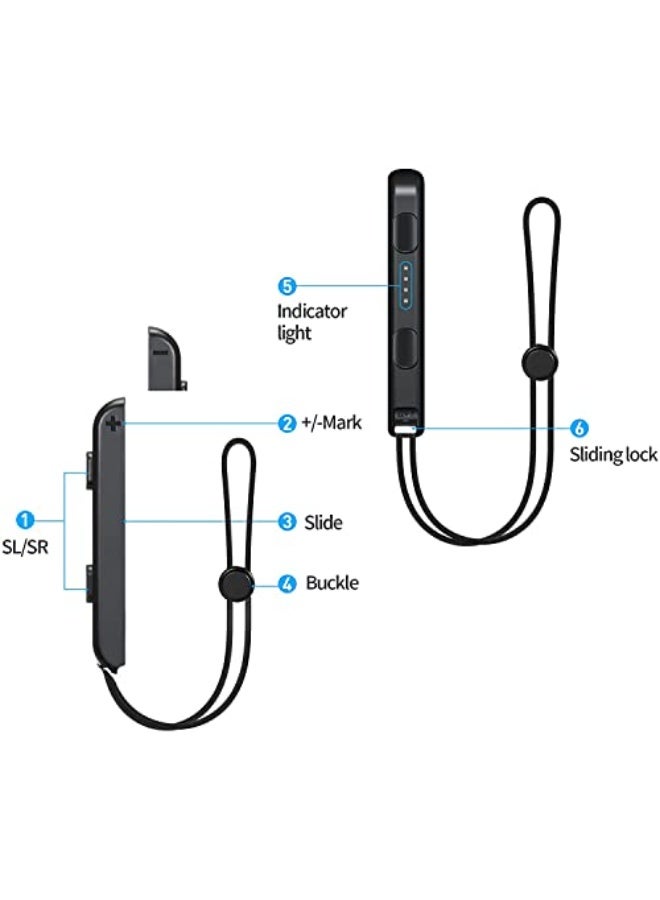 Bukela Joysticks Wrist Strap, Strap for Switch Joycon, 2 Pack Replacement Parts Accessories for Switch Joy-Con Straps, Adjustable Tightness Straps for Switch Joycon, Accessory for Joy-Con Controller (Black) - Image 5