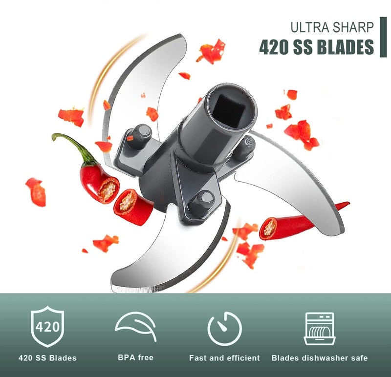 HOOPOES Mini Handy And Compact Ultra Pro Designed Chopper With 3 Blades For Effortlessly Chopping Vegetables, Dry Fruits And Fruits For Your Kitchen (400 Ml),White - Image 2