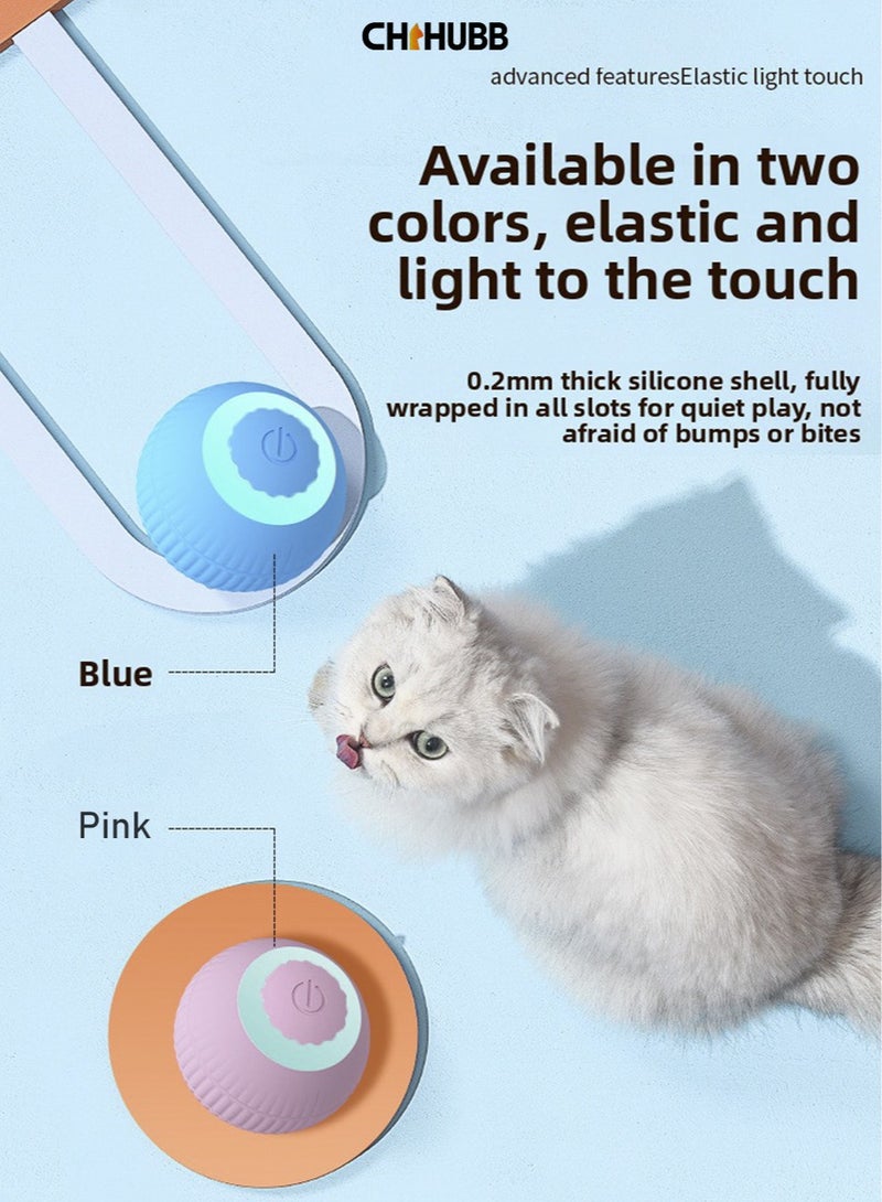 CHIHUBB Interactive Cat Toy Ball – USB Rechargeable, LED Light, Silent Auto Rolling with Smart Modes, for Indoor Cats & Daily Play – Blue - Image 2