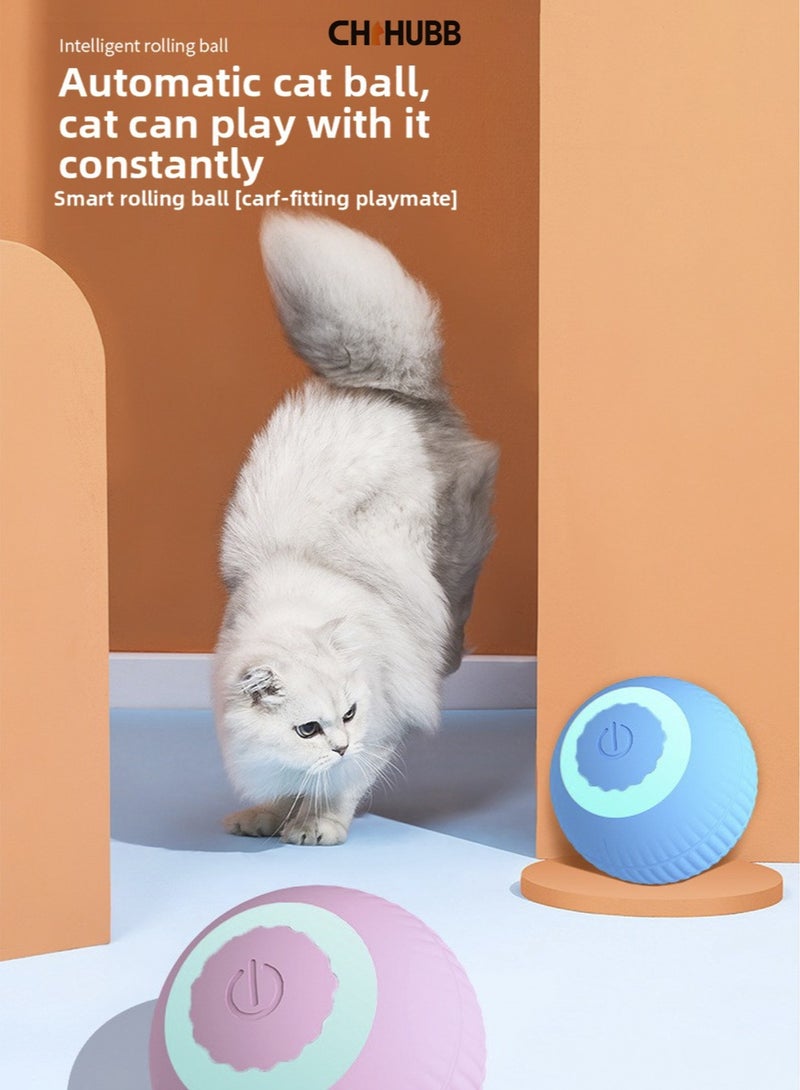 CHIHUBB Interactive Cat Toy Ball – USB Rechargeable, LED Light, Silent Auto Rolling with Smart Modes, for Indoor Cats & Daily Play – Blue - Image 3