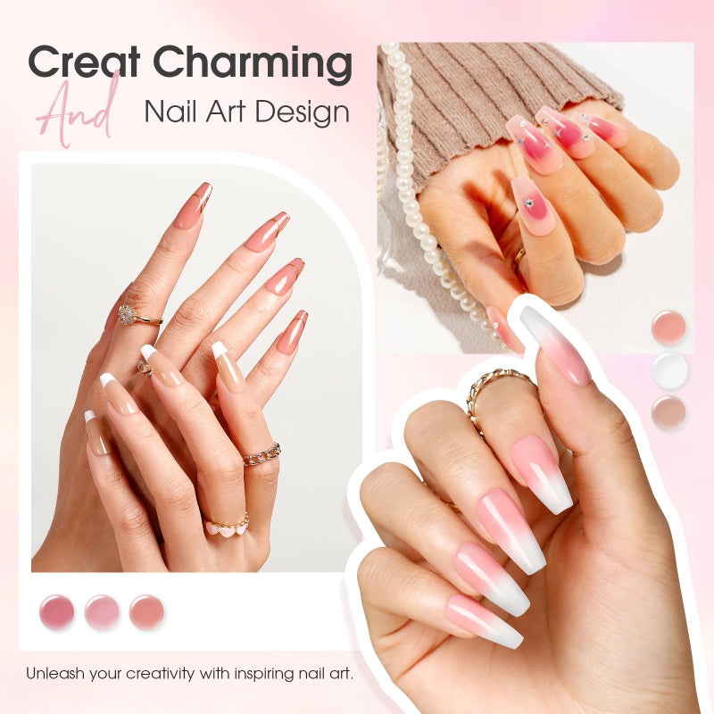 ROSALIND Jelly Gel Polish Set with Matte and Glitter Gel Top Coat, 6 Translucent Colors Neutral Sheer Milky White Nude Pink base Gel Nail Polish set Nail Art DIY at Home - Image 5