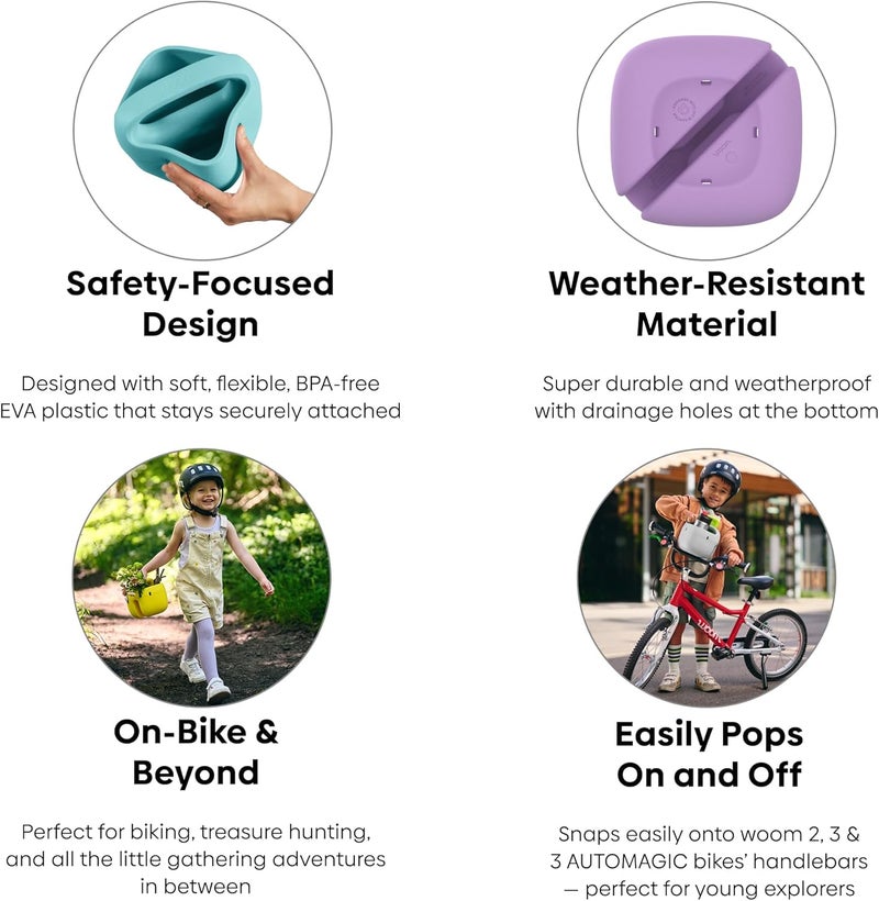 Woom سلة دراجة الأطفال woom POP - سلة خفيفة الوزن خالية من BPA مصنوعة من EVA لمقود دراجات الأطفال - تصميم سهل التركيب - وردي - Image 2