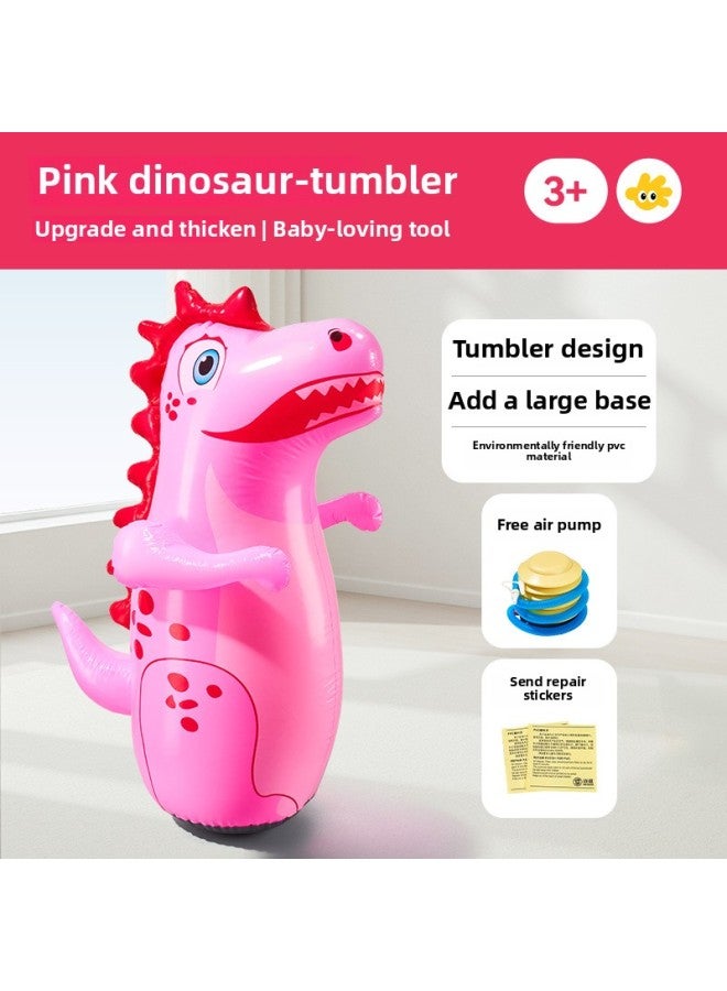 Inflatable Tumbler Toy Baby Baby Indoor Early Education Educational Children Boxing Sandbag Dinosaur Large Bite-Color:Pink Dinosaur [upgraded And Thickened] Comes With Air Pump + Repair Subsidy - Image 1