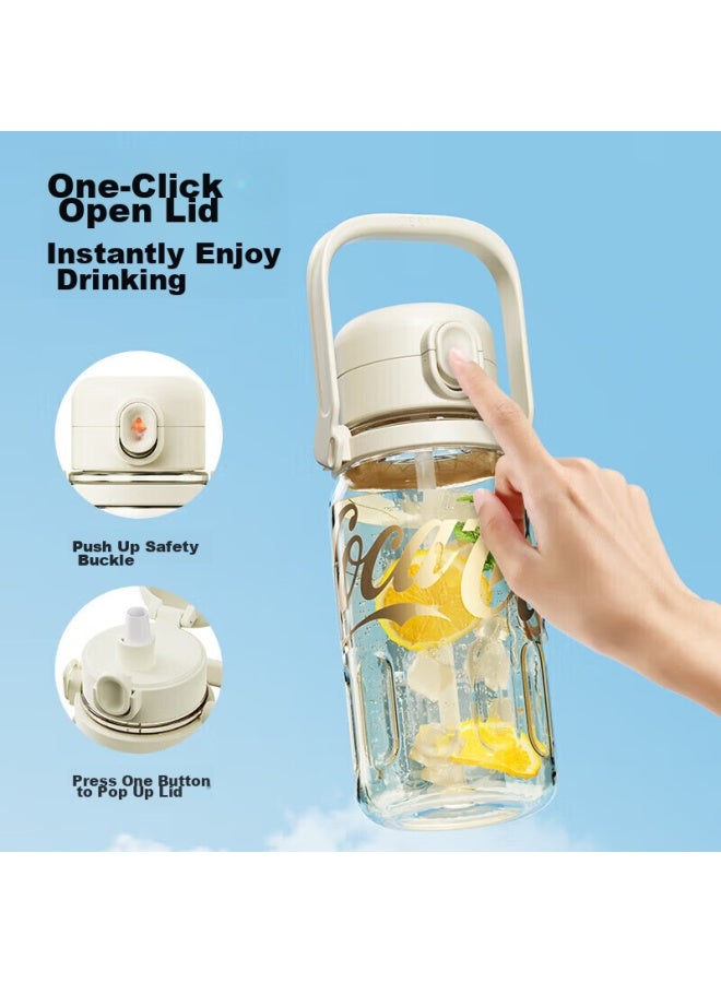 Germ Coca-cola Summer Plastic Cup With Straw, Heat-resistant Large Capacity Sports Water Bottle, 1250ml, Twilight Black - Image 4