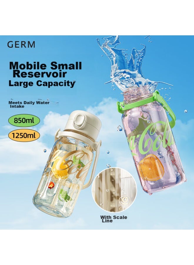 Germ Coca-cola Summer Plastic Cup With Straw, Heat-resistant Large Capacity Sports Water Bottle, 1250ml, Twilight Black - Image 1