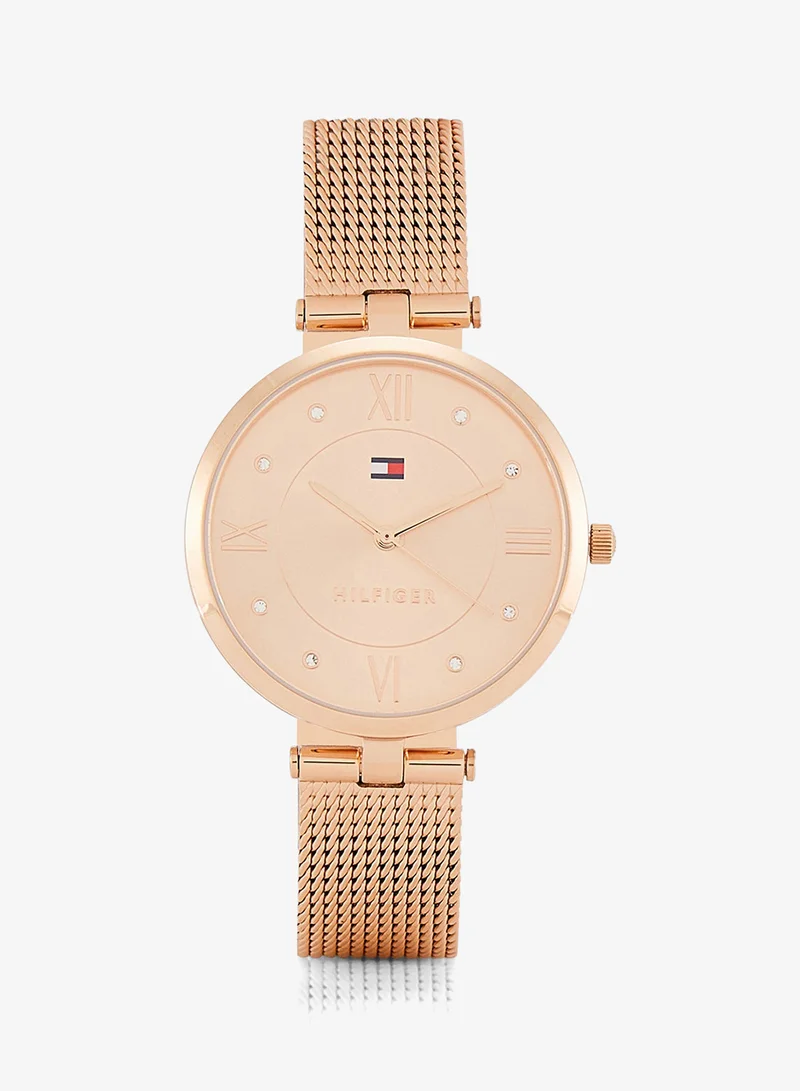 TOMMY HILFIGER 3-Hand Womens Quartz Movement Watch With Rose Gold-Tone Stainless Steel Mesh Bracelet - 1782712
