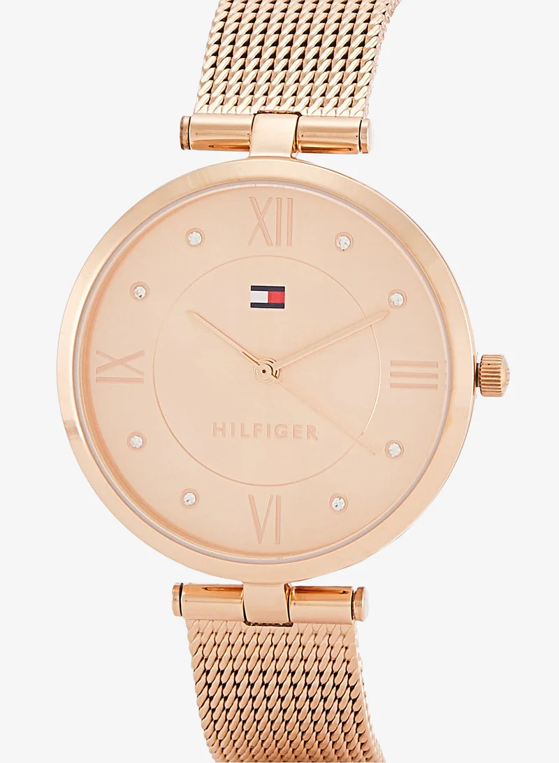TOMMY HILFIGER 3-Hand Womens Quartz Movement Watch With Rose Gold-Tone Stainless Steel Mesh Bracelet - 1782712