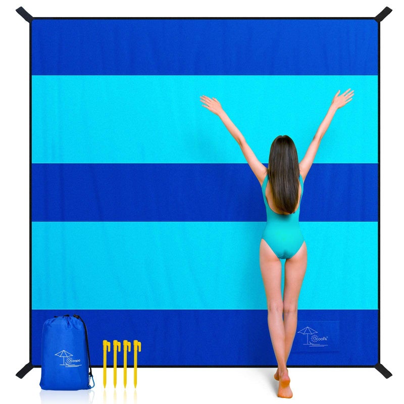 OCOOPA OCOOPA Extra Large Beach Blanket Sand Free Large Oversized Camping Mat Comfortable Parachute Nylon Cozy Chic Compact Light 4 Stakes1 Travel Bag S09 