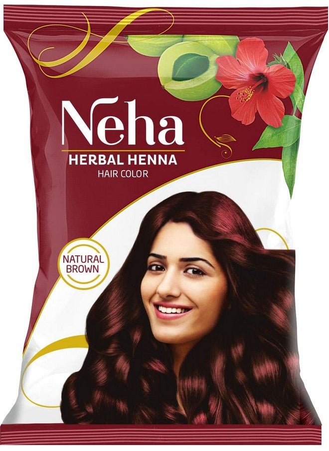 Neha Herbal - صبغة شعر حناء 150 جرام (عبوة من 10 قطع) بني - Image 1
