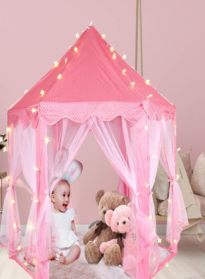 Volscity Princess Tent with Rug & Led Star Lights,Princess Castle Play Tent for Girls Kids or Toddlers, Kids Large Playhouse for Indoor and Outdoor Games,140 * 135cm,Birthday for 3/4/5/6/7/8/9+ Year Old - Image 2