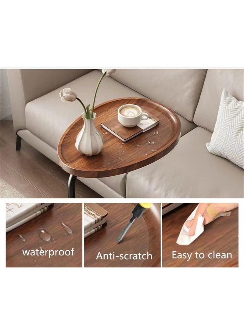 Y&D - Small Side Table,23inch C Shaped End Table for Sofa and Bed, TV Tray Table with Metal Frame for Couch, Living Room, Bedroom - Image 1
