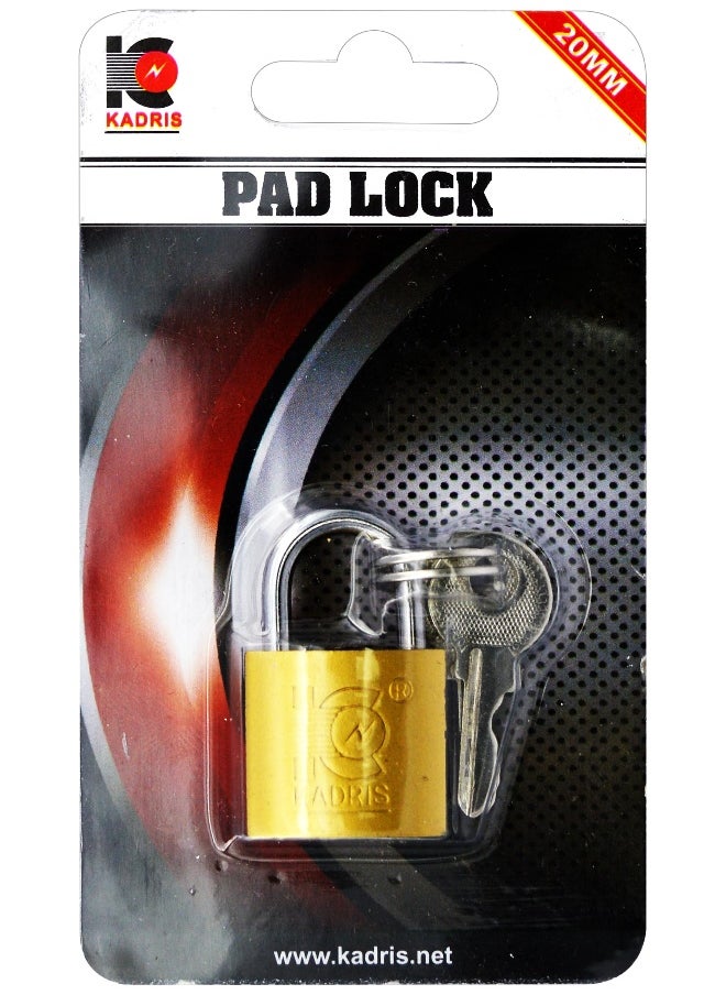 KADRIS - Heavy-Duty Security Padlock HA-1425, Weather-Resistant in Solid Brass Lock 20MM - Padlock  shackle with Keys for Sheds, Storage Unit, School, Gym Locker, Fence, Toolbox, Hasp Storage - Image 1