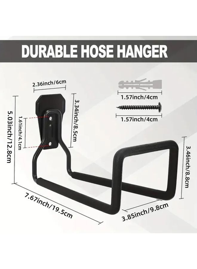 Heavy Duty Iron Garden Hose Holder Wall Mounted Black Metal Bracket Shelf - Image 3
