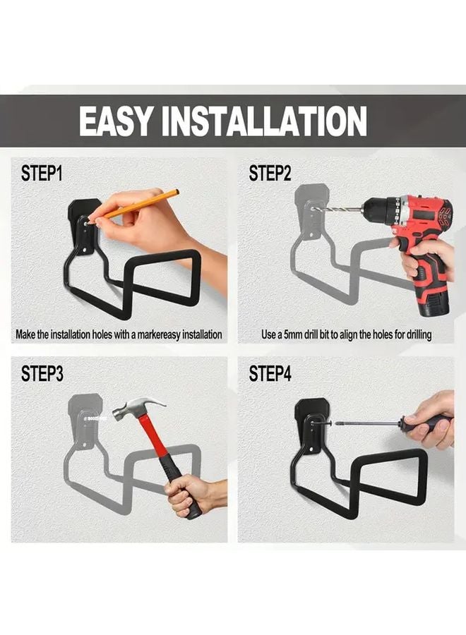 Heavy Duty Iron Garden Hose Holder Wall Mounted Black Metal Bracket Shelf - Image 4