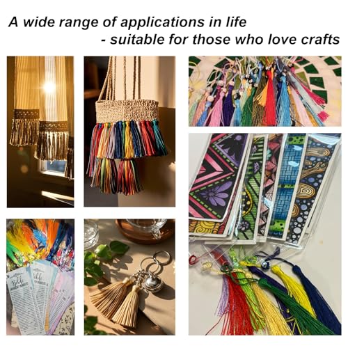MUXGOA 148 Pcs Bookmark Tassels for Crafts,Key Chain Mini Tassels for Jewelry Making & Graduation Book Marks(37 Colors, 4 Pcs of Each) - Image 4