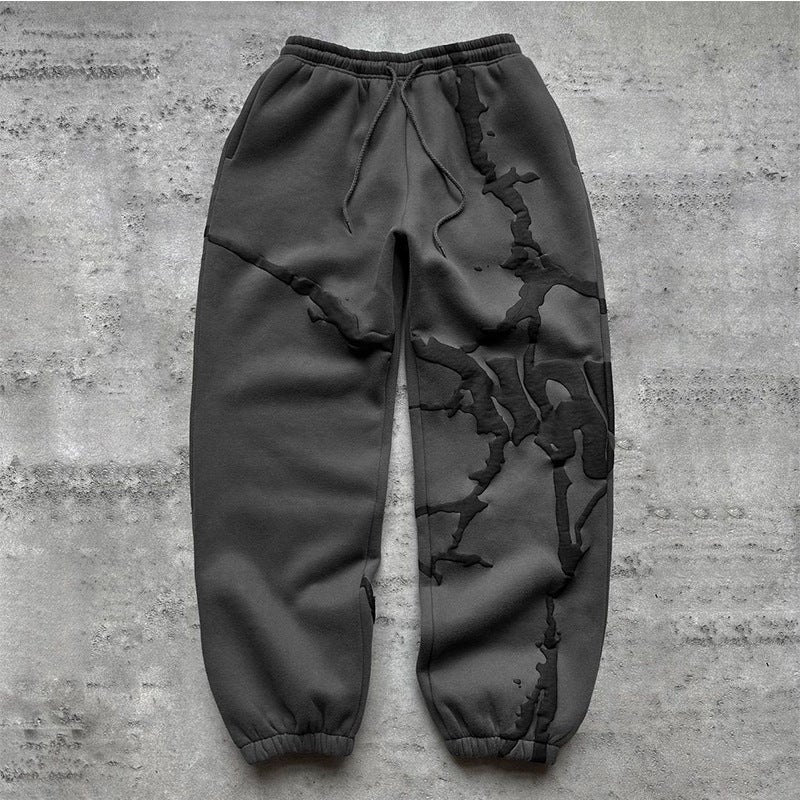 Streetwear Foam Print Zip Hoodie Unisex Y2K Gray pants - Image 1