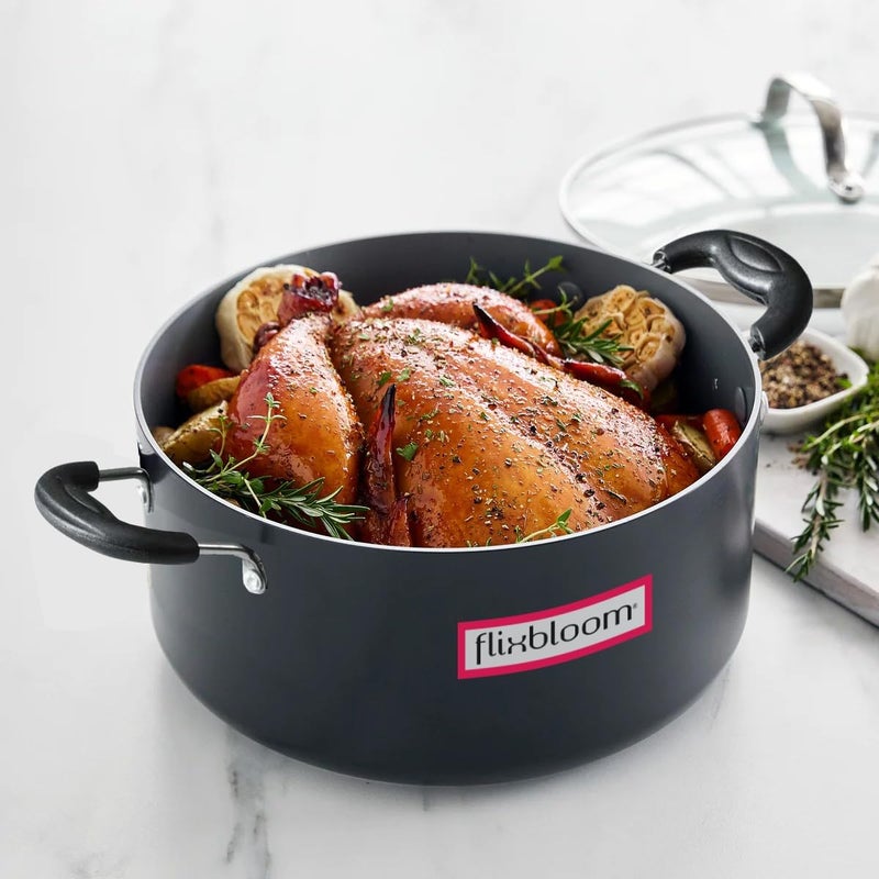 FLIXBLOOM وعاء صلصة هاندي من فليكس بلوم بقاعدة سوداء غير قابلة للصدأ مع غطاء من الفولاذ المقاوم للصدأ سعة 2 لتر - Image 2