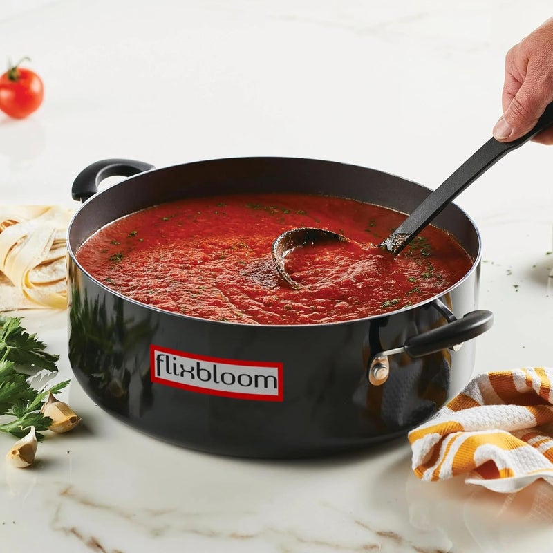 FLIXBLOOM وعاء صلصة هاندي من فليكس بلوم بقاعدة سوداء غير قابلة للصدأ مع غطاء من الفولاذ المقاوم للصدأ سعة 2 لتر - Image 3