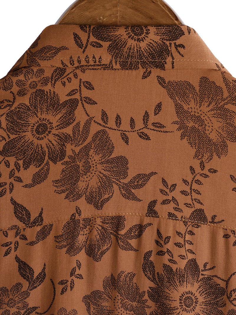 JOTOOK Mens Hawaiian Shirt Short Sleeve Button Down Tropical Shirts Casual Floral Summer Beach Shirt Aloha Shirt Medium OrangeFlower - Image 2