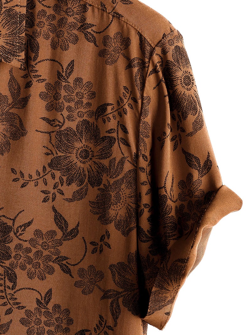 JOTOOK Mens Hawaiian Shirt Short Sleeve Button Down Tropical Shirts Casual Floral Summer Beach Shirt Aloha Shirt Medium OrangeFlower - Image 5