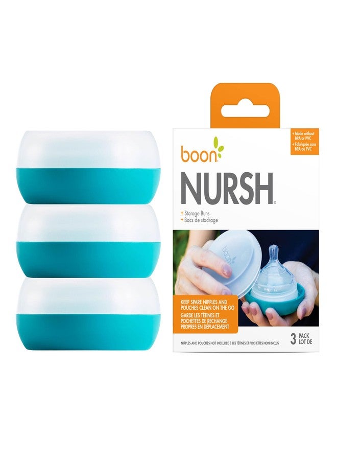 Boon Baby Bottle Storage Buns - Travel Holders for Nursh Bottles - Blue and White, 3 Count - Image 1