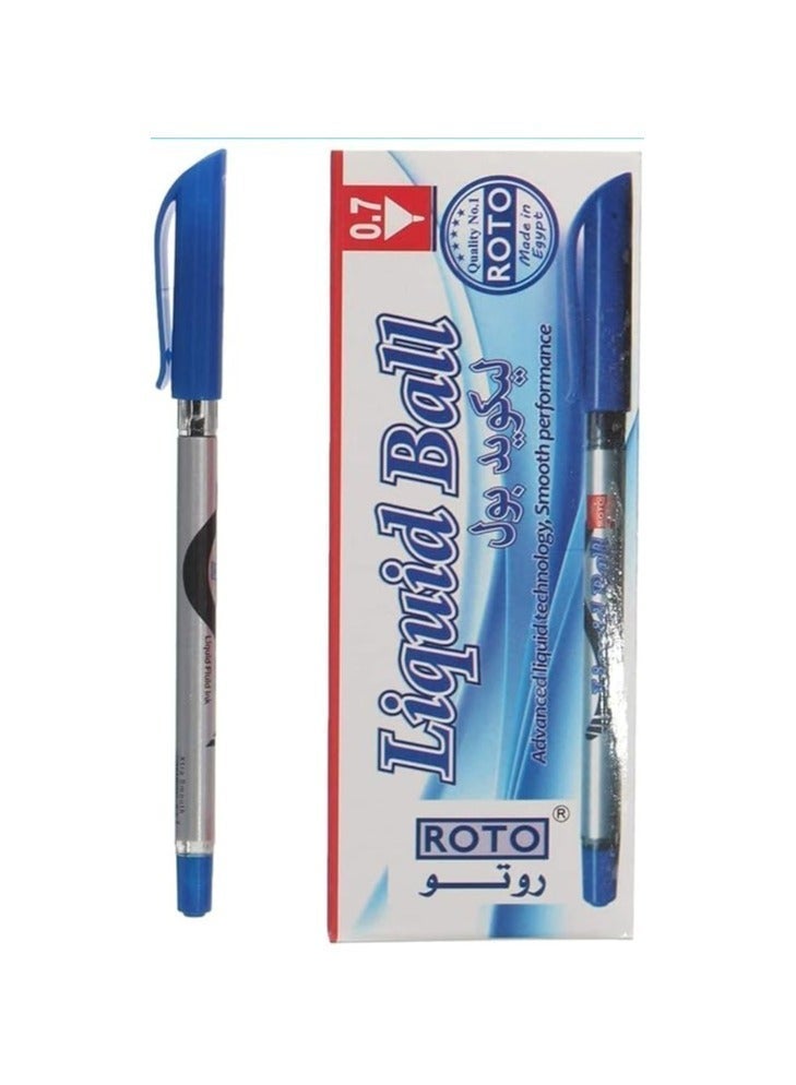 قلم جاف سائل من روتو 0.7 ملم – أزرق – عبوة 12 قطعة - Image 3