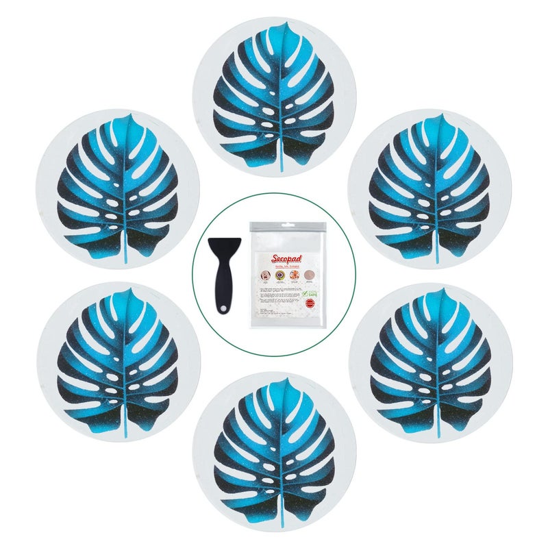 Secopad Non Slip Bathtub Stickers 10 PCS Large Leaves Adhesive Anti Slip Decal Treads for Shower and Bath Tub with Premium Scraper