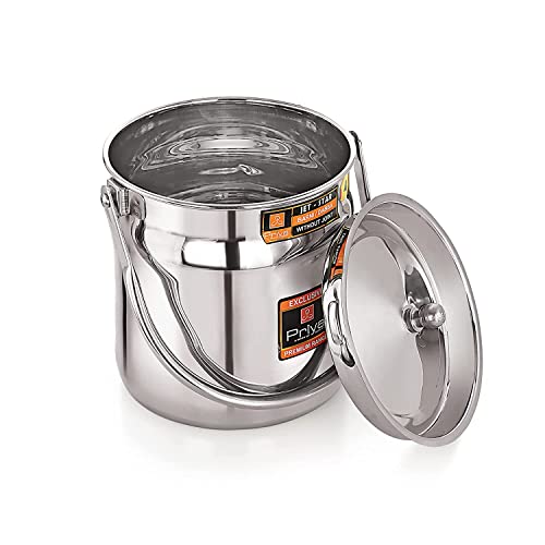Priya Stainless Steel Jetstar Milk Can/Milk Barni/Milk Pot/Oil Can (With Lid) - Capacity 1.5 Liter And Diameter - 5.1 Inches, Silver - Image 3