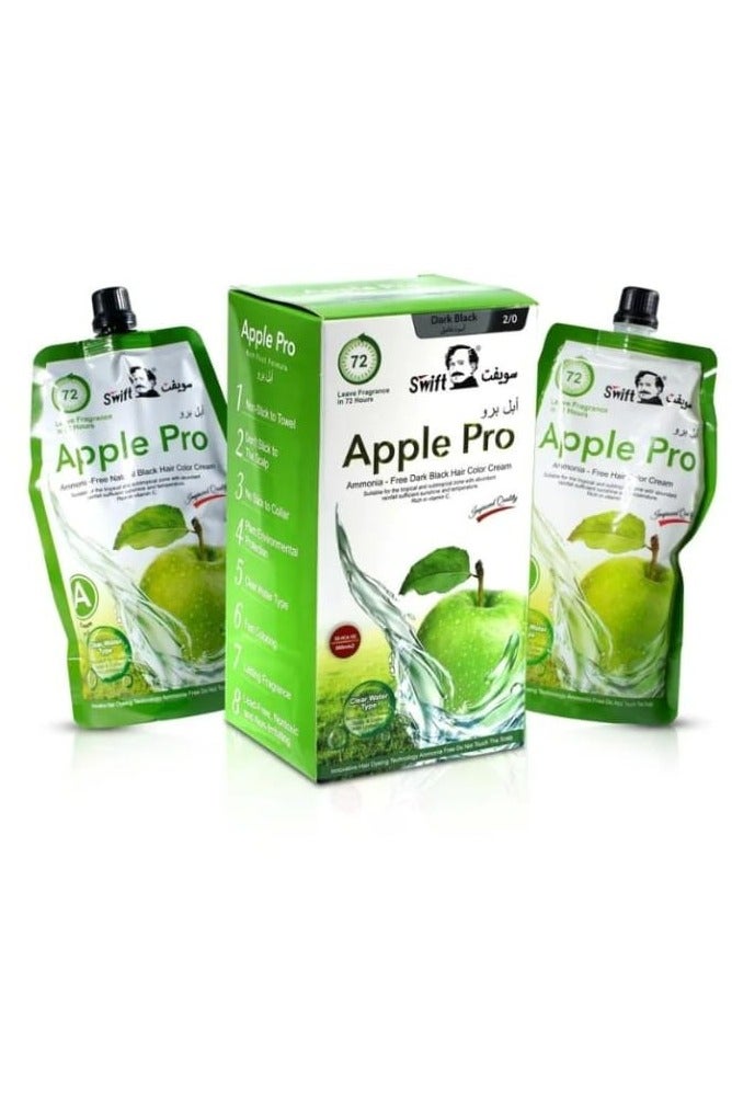 سويفت كريم صبغة شعر ابل برو بتركيبة متطورة وتغطية 100% للشعر الابيض من سويفت، كريمية بلون اسود غامق، 500 مل (لون غامق)