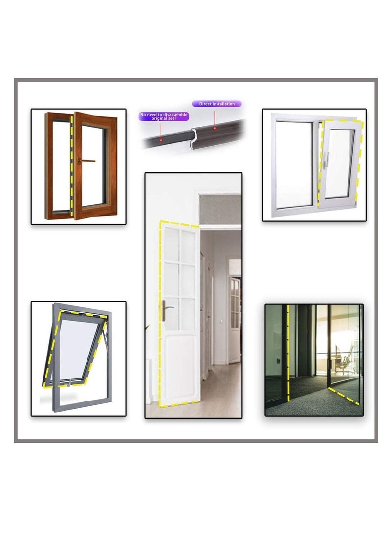2 Packs Window Weather Stripping Door Seal Strip,Draft Stoppers for Bottom of Doors,Self Adhesive PU Foam Weather Strip for Window and Door Insulation,Door Sweep for Interior Doors 13.12Ft - Image 3