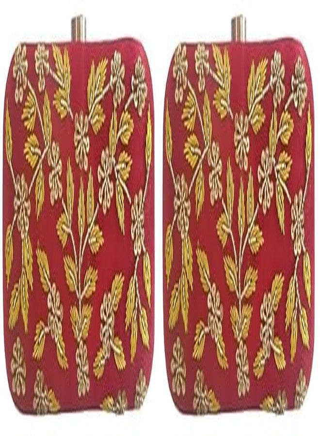 حقيبة يد نسائية مطرزة بالزهور بتقنية زردوزي من دوتشيس (عبوة من قطعتين، لون عنابي)