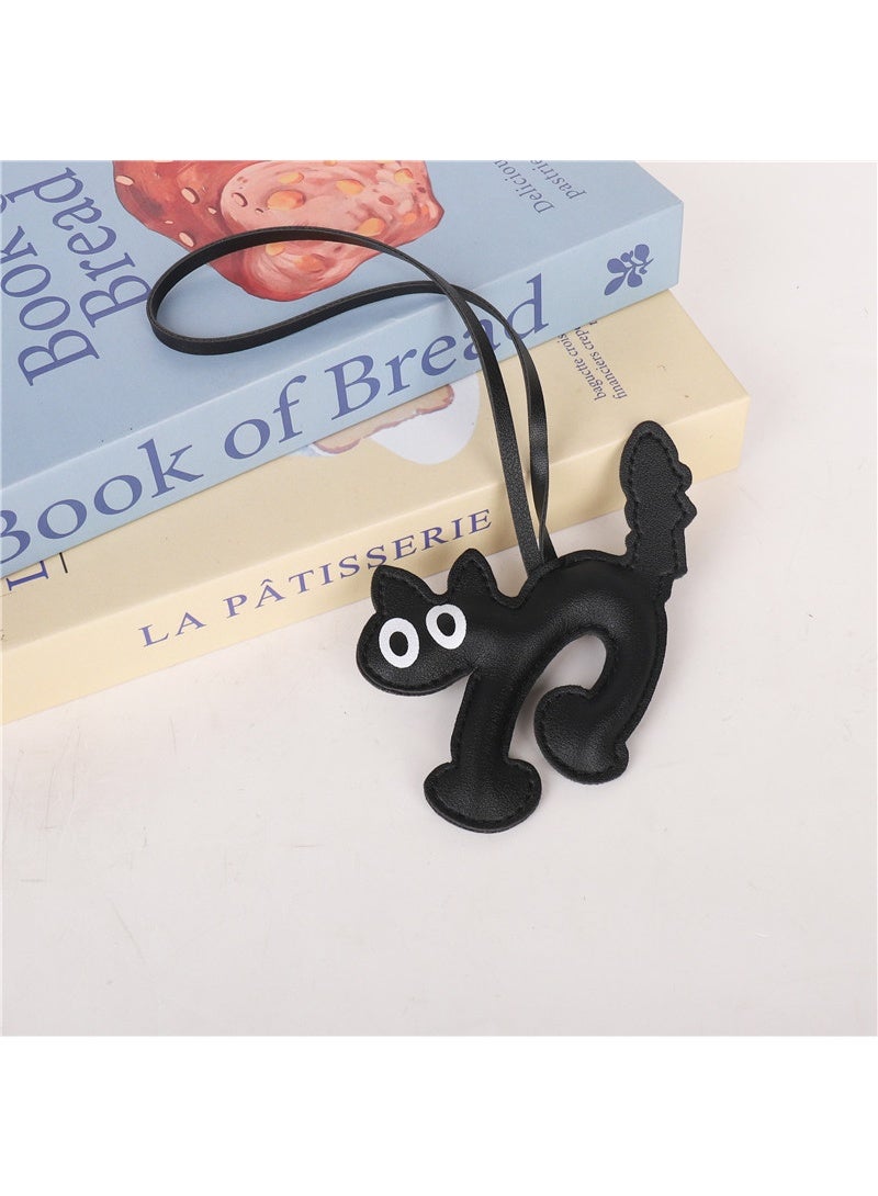 KHAJUL Funny Cat Keychain with Round Eyes and Chocolate Bar Charm, Soft PU Cat Bag Charm Key Ring with Knitted Rope, Retro Minimalist & Cute Purse Charm for Daily Accessories - Image 2