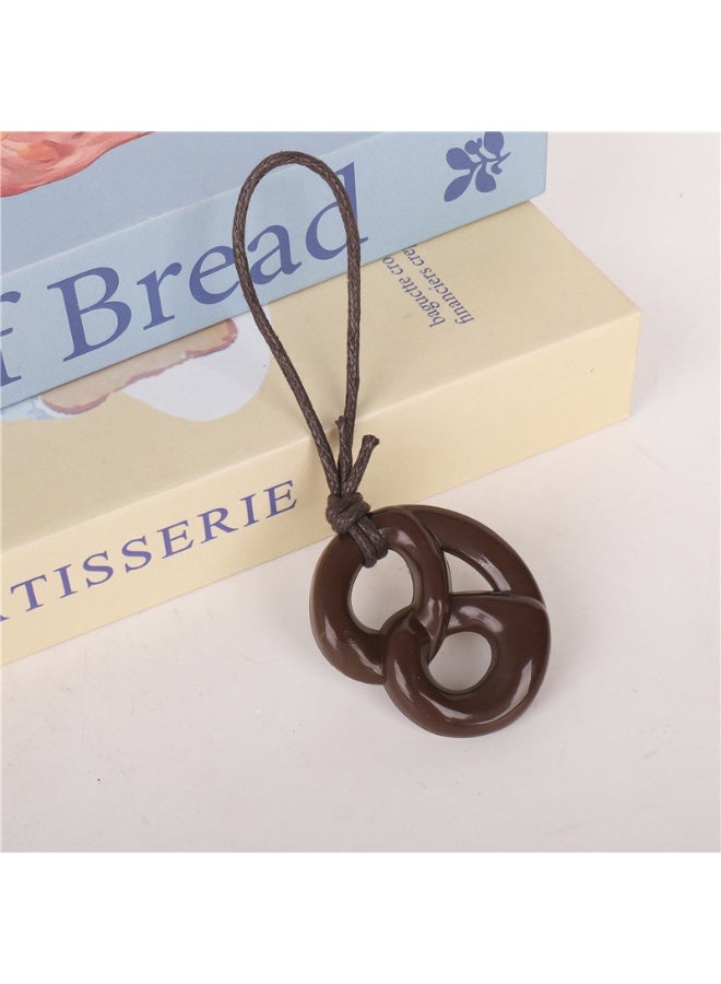 KHAJUL Funny Cat Keychain with Round Eyes and Chocolate Bar Charm, Soft PU Cat Bag Charm Key Ring with Knitted Rope, Retro Minimalist & Cute Purse Charm for Daily Accessories - Image 4